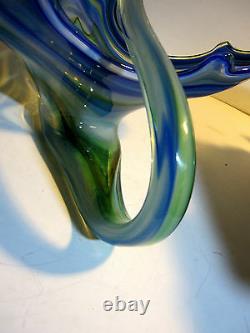 Rare Sommerso Murano Millefiori Hand Blown Art Glass Swan Bowl Centerpiece Italy