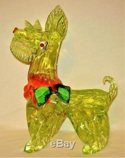 Rare & Stunning Large Murano Italy Vaseline Art Glass Scottie Dog Figurine