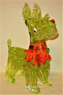 Rare & Stunning Large Murano Italy Vaseline Art Glass Scottie Dog Figurine