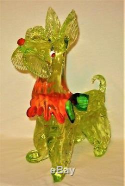 Rare & Stunning Large Murano Italy Vaseline Art Glass Scottie Dog Figurine