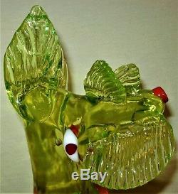 Rare & Stunning Large Murano Italy Vaseline Art Glass Scottie Dog Figurine