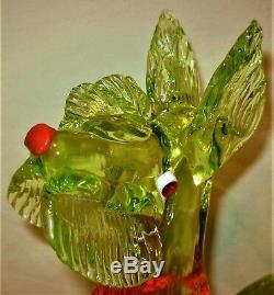 Rare & Stunning Large Murano Italy Vaseline Art Glass Scottie Dog Figurine