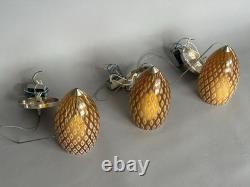 Rare Trio of Murano Hand Blown Glass Amber Firebird Lampshade Pendant Lights