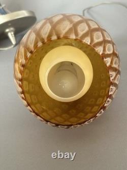 Rare Trio of Murano Hand Blown Glass Amber Firebird Lampshade Pendant Lights