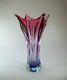 Rare Vintage 1980s Murano Flower Vase Sommerso Glass Uranium/Vaseline Art Piece