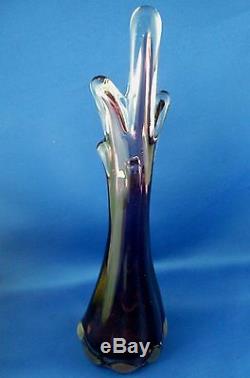 Rare Vintage MURANO Italy AMETHYST ART GLASS Handmade Finger Vase VG