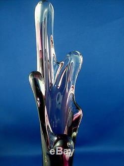 Rare Vintage MURANO Italy AMETHYST ART GLASS Handmade Finger Vase VG