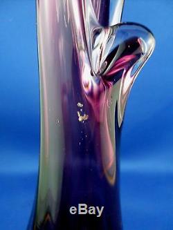 Rare Vintage MURANO Italy AMETHYST ART GLASS Handmade Finger Vase VG