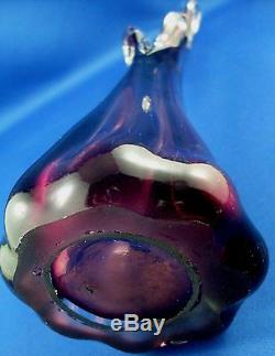 Rare Vintage MURANO Italy AMETHYST ART GLASS Handmade Finger Vase VG