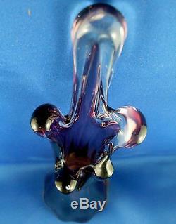 Rare Vintage MURANO Italy AMETHYST ART GLASS Handmade Finger Vase VG