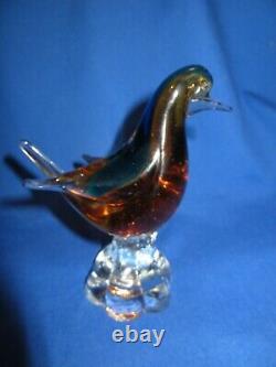 Rare Vintage Murano Glass Blue Bird Beautiful Color 6 5 Original Gold Seal