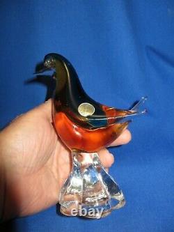 Rare Vintage Murano Glass Blue Bird Beautiful Color 6 5 Original Gold Seal