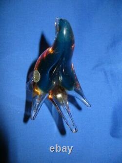 Rare Vintage Murano Glass Blue Bird Beautiful Color 6 5 Original Gold Seal