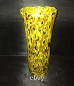Rare Vintage Murano Vetri D'Arte Adventurine Hand Blown Vase 12 Made in Italy