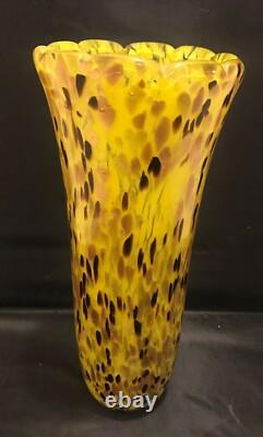 Rare Vintage Murano Vetri D'Arte Adventurine Hand Blown Vase 12 Made in Italy