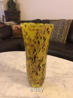 Rare Vintage Murano Vetri D'Arte Adventurine Hand Blown Vase 12 Made in Italy