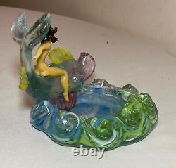 Rare antique hand blown Murano Italian nude dolphin lady glass sculpture ashtray