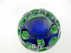Rare blue green Galliano Ferro Italian Murano sommerso dimpled geode glass Bowl