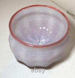 Rare vintage hand blown signed Murano frosted ribbed art studio glass vase bowl