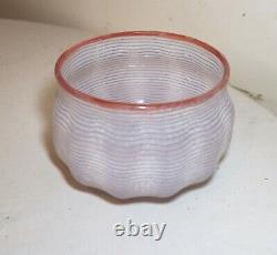 Rare vintage hand blown signed Murano frosted ribbed art studio glass vase bowl