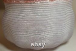 Rare vintage hand blown signed Murano frosted ribbed art studio glass vase bowl