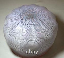 Rare vintage hand blown signed Murano frosted ribbed art studio glass vase bowl