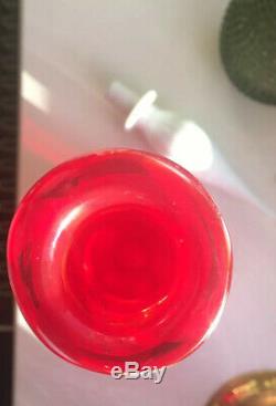 Red ALROSE EMPOLI White Striped Decanter Genie Bottle Triple Gourd Vintage 58cm