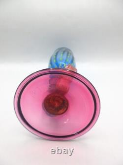 Robert Dane Tutti Frutti Hand Blown Studio Art Glass Wine Goblet Murano Style