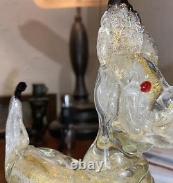 SEGUSO DALLA VENEZINA Clear Gold Glass Dog Figurine Murano Art Scottie L@@K