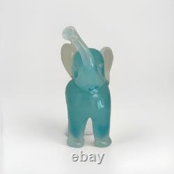 SEGUSO Murano Teal White Opal Albastro Italian Art Glass Baby Elephant Sculpture