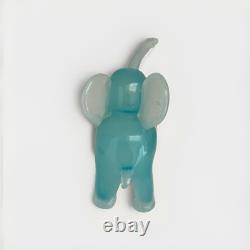 SEGUSO Murano Teal White Opal Albastro Italian Art Glass Baby Elephant Sculpture