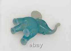 SEGUSO Murano Teal White Opal Albastro Italian Art Glass Baby Elephant Sculpture