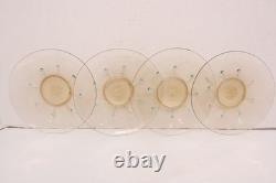 SET 4 SALVIATI Murano Hand Blown Glass 7 Salad Plates Venetian Gold Fleck VTG