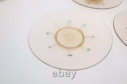 SET 4 SALVIATI Murano Hand Blown Glass 7 Salad Plates Venetian Gold Fleck VTG