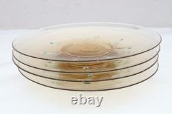 SET 4 SALVIATI Murano Hand Blown Glass 7 Salad Plates Venetian Gold Fleck VTG