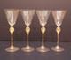 SET 4 Venetian hand blown Wine Glasses GOLD FLEC ATQ Italian Murano Salviati