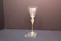 SET 4 Venetian hand blown Wine Glasses GOLD FLEC ATQ Italian Murano Salviati