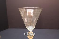 SET 4 Venetian hand blown Wine Glasses GOLD FLEC ATQ Italian Murano Salviati