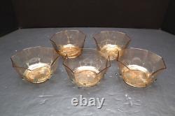 SET 5 SALVIATI Murano Hand Blown Glass 4 Bowls Venetian Gold Fleck Vintage