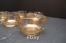 SET 5 SALVIATI Murano Hand Blown Glass 4 Bowls Venetian Gold Fleck Vintage