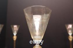 SET 5 Venetian hand blown Wine Glasses GOLD FLEC ATQ Italian Murano Salviati 8