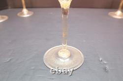 SET 5 Venetian hand blown Wine Glasses GOLD FLEC ATQ Italian Murano Salviati 8