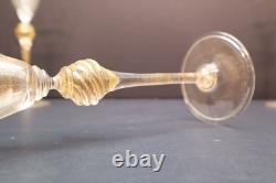 SET 5 Venetian hand blown Wine Glasses GOLD FLEC ATQ Italian Murano Salviati 8