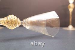 SET 5 Venetian hand blown Wine Glasses GOLD FLEC ATQ Italian Murano Salviati 8