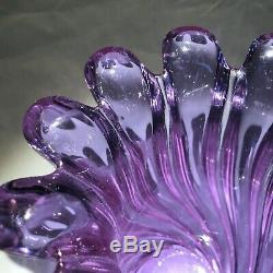 SIGNED Archimede Seguso Purple Twist Murano Art Glass Vase 7 7/8 tall Italy