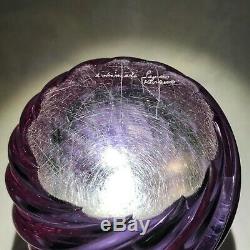 SIGNED Archimede Seguso Purple Twist Murano Art Glass Vase 7 7/8 tall Italy