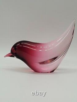 SIGNED Vintage Murano Cranberry Ambre glass Bird/Dove Art Glass Elio Raffaeli