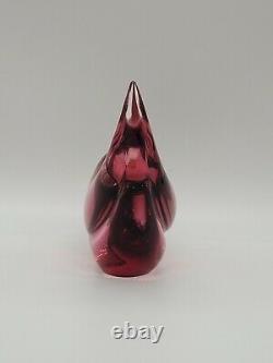 SIGNED Vintage Murano Cranberry Ambre glass Bird/Dove Art Glass Elio Raffaeli