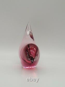 SIGNED Vintage Murano Cranberry Ambre glass Bird/Dove Art Glass Elio Raffaeli