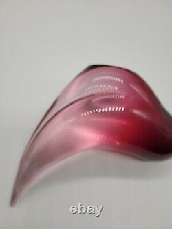 SIGNED Vintage Murano Cranberry Ambre glass Bird/Dove Art Glass Elio Raffaeli